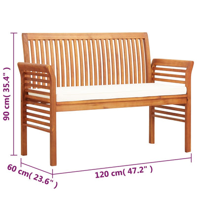 Dealsmate  2-Seater Garden Bench with Cushion 120 cm Solid Acacia Wood