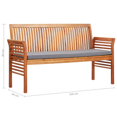 Dealsmate  3-Seater Garden Bench with Cushion 150 cm Solid Acacia Wood