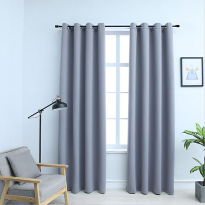 Dealsmate  Blackout Curtains with Metal Rings 2 pcs Grey 140x245 cm