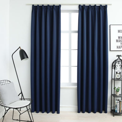 Dealsmate  Blackout Curtains with Hooks 2 pcs Blue 140x245 cm