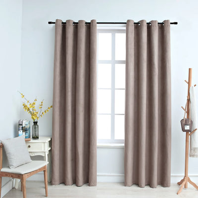 Dealsmate  Blackout Curtains with Metal Rings 2 pcs Taupe 140x225 cm