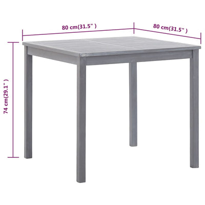 Dealsmate  Garden Table Grey 80x80x74 cm Solid Acacia Wood