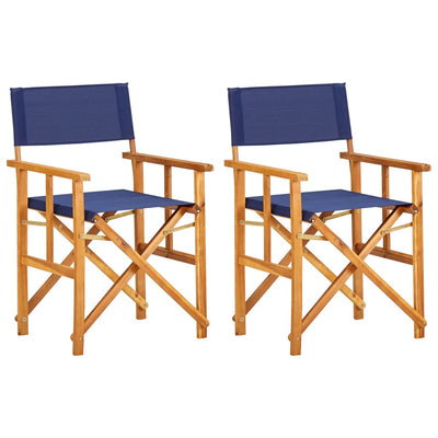 Dealsmate  Director's Chairs 2 pcs Solid Acacia Wood Blue