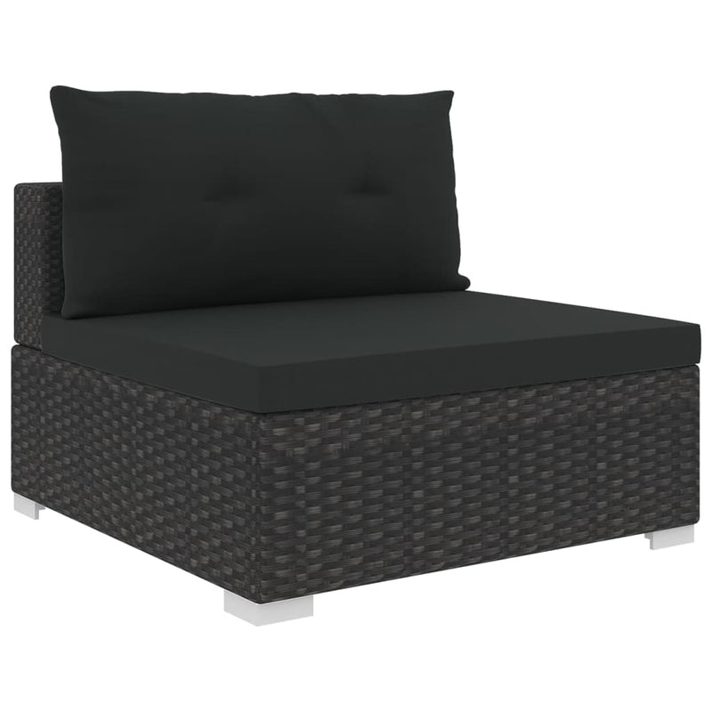 Dealsmate  10 Piece Garden Lounge Set with Cushions Poly Rattan Black
