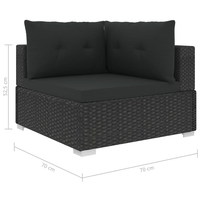 Dealsmate  10 Piece Garden Lounge Set with Cushions Poly Rattan Black