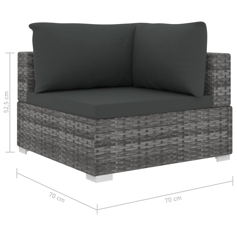 Dealsmate  8 Piece Garden Lounge Set with Cushions Poly Rattan Grey