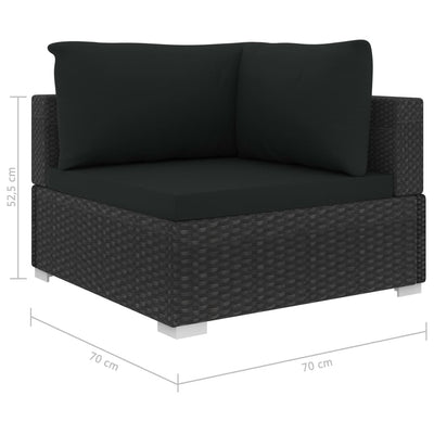 Dealsmate  6 Piece Garden Lounge Set with Cushions Poly Rattan Black