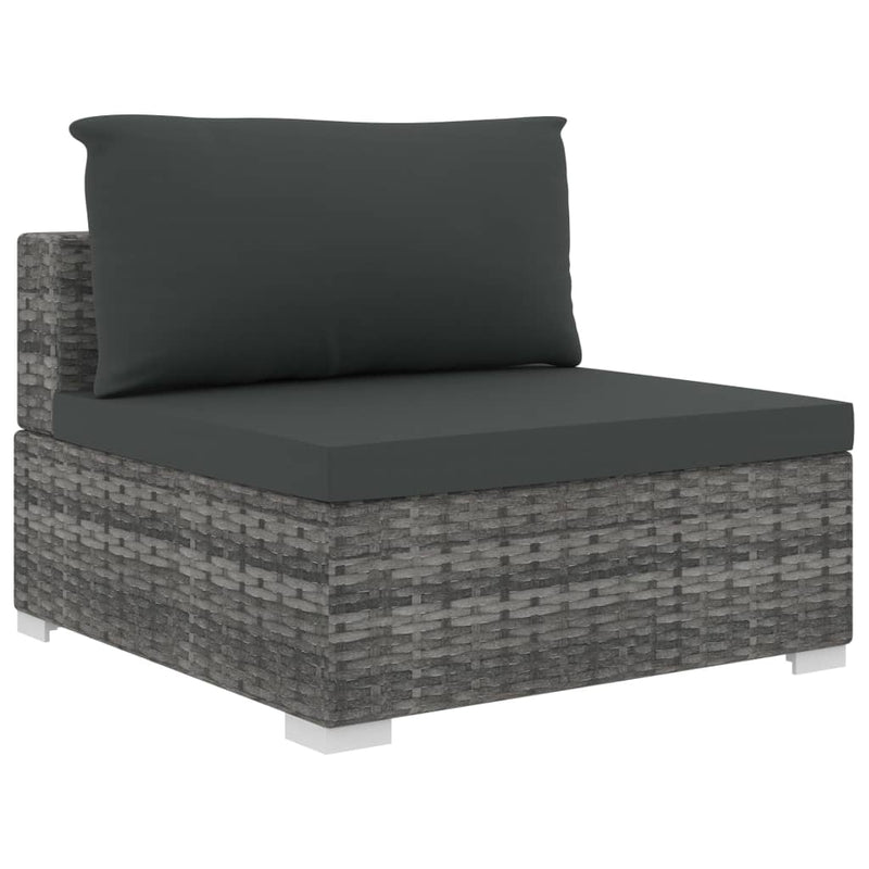 Dealsmate  4 Piece Garden Lounge Set with Cushions Poly Rattan Grey
