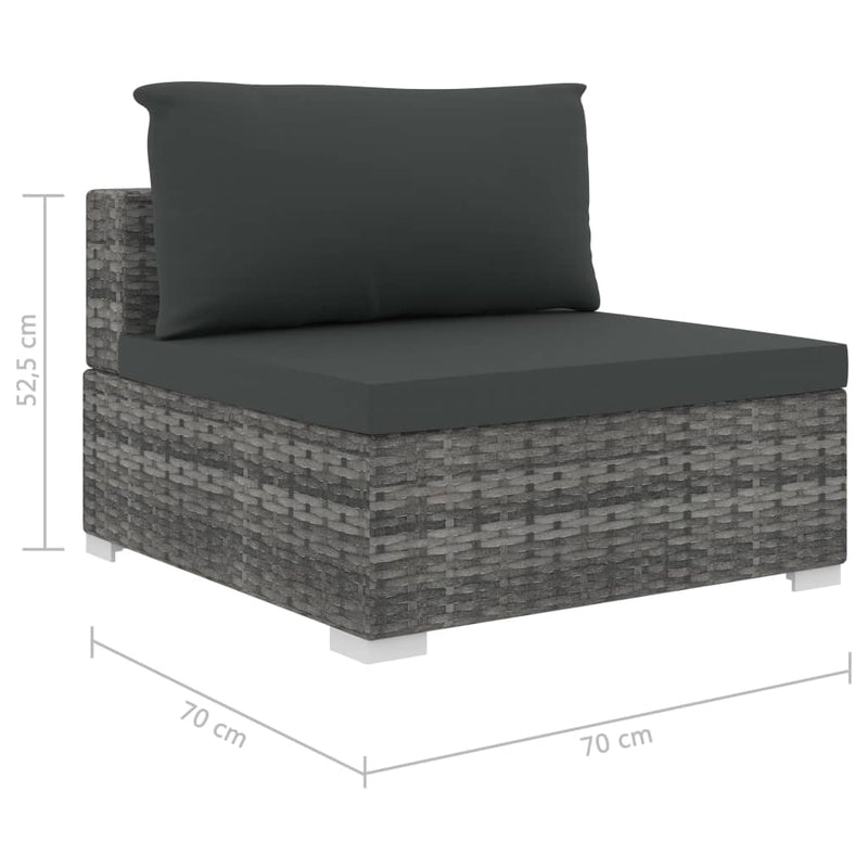 Dealsmate  4 Piece Garden Lounge Set with Cushions Poly Rattan Grey
