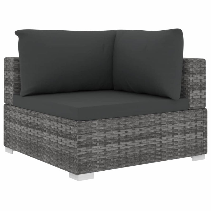 Dealsmate  9 Piece Garden Lounge Set with Cushions Poly Rattan Grey