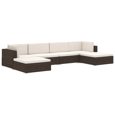 Dealsmate  Sectional Middle Seat 1 pc with Cushions Poly Rattan Brown