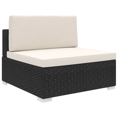Dealsmate  Sectional Middle Seat 1 pc with Cushions Poly Rattan Black