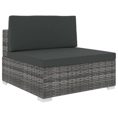 Dealsmate  Sectional Middle Seat 1 pc with Cushions Poly Rattan Grey