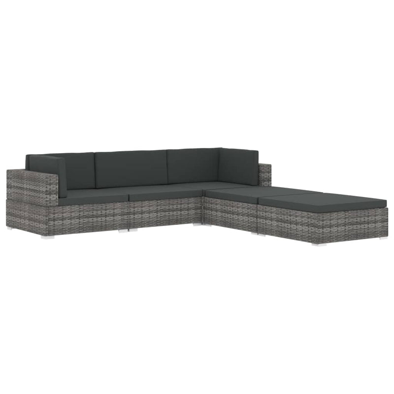 Dealsmate  Sectional Middle Seat 1 pc with Cushions Poly Rattan Grey