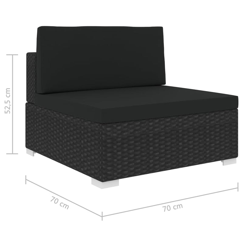 Dealsmate  Sectional Middle Seat 1 pc with Cushions Poly Rattan Black