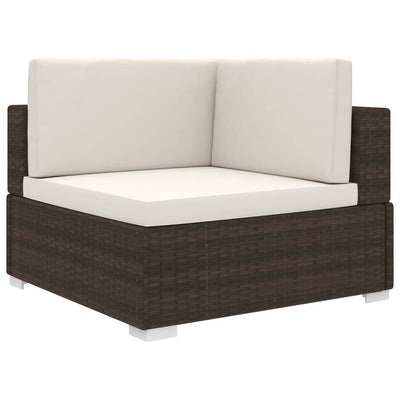 Dealsmate  Sectional Corner Chair 1 pc with Cushions Poly Rattan Brown