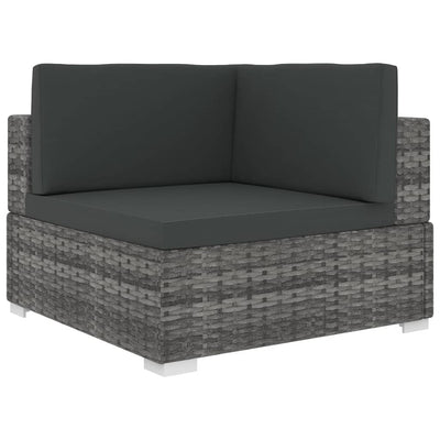 Dealsmate  Sectional Corner Chair 1 pc with Cushions Poly Rattan Grey
