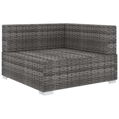 Dealsmate  Sectional Corner Chair 1 pc with Cushions Poly Rattan Grey