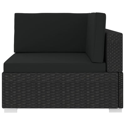 Dealsmate  Sectional Corner Chair 1 pc with Cushions Poly Rattan Black