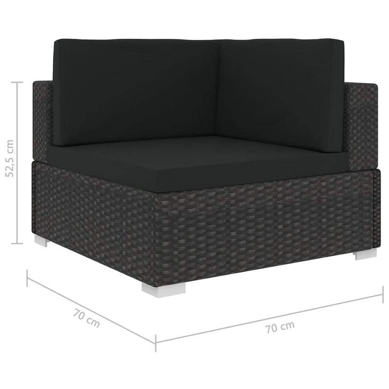 Dealsmate  Sectional Corner Chair 1 pc with Cushions Poly Rattan Black