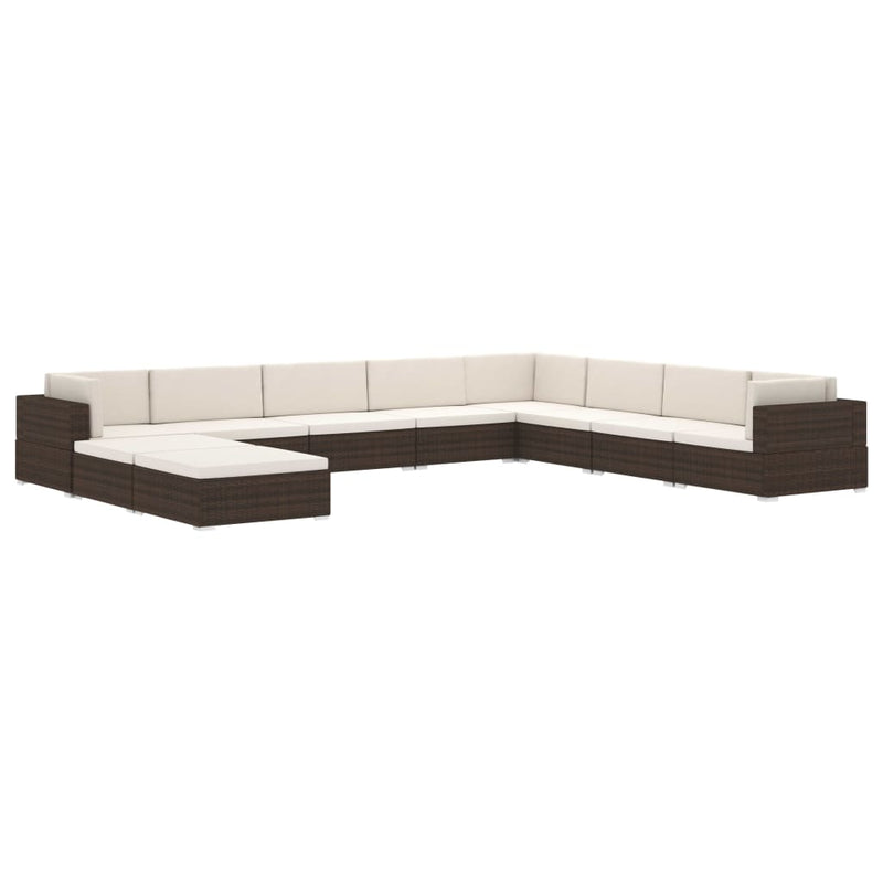 Dealsmate  Sectional Footrest 1 pc with Cushion Poly Rattan Brown