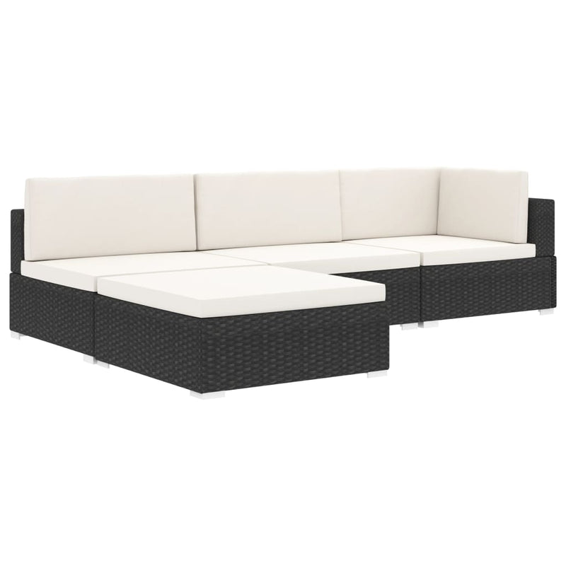 Dealsmate  Sectional Footrest 1 pc with Cushion Poly Rattan Black