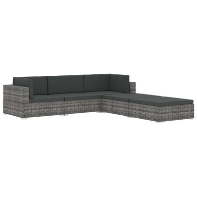 Dealsmate  Sectional Footrest 1 pc with Cushion Poly Rattan Black