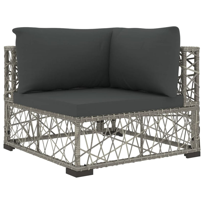 Dealsmate  6 Piece Garden Lounge Set with Cushions Poly Rattan Grey