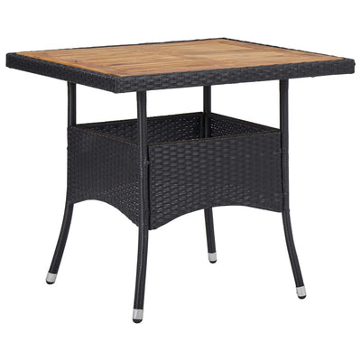 Dealsmate  Outdoor Dining Table Black Poly Rattan and Solid Acacia Wood
