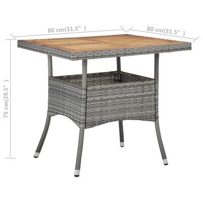 Dealsmate  Outdoor Dining Table Grey Poly Rattan and Solid Acacia Wood
