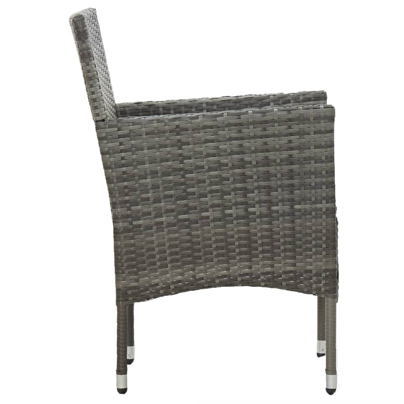 Dealsmate  5 Piece Outdoor Dining Set Grey Poly Rattan and Glass