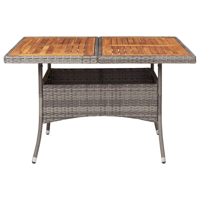 Dealsmate  Outdoor Dining Table Grey Poly Rattan and Solid Acacia Wood