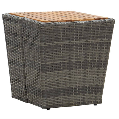 Dealsmate  Tea Table Grey 41.5x41.5x43 cm Poly Rattan and Solid Acacia Wood