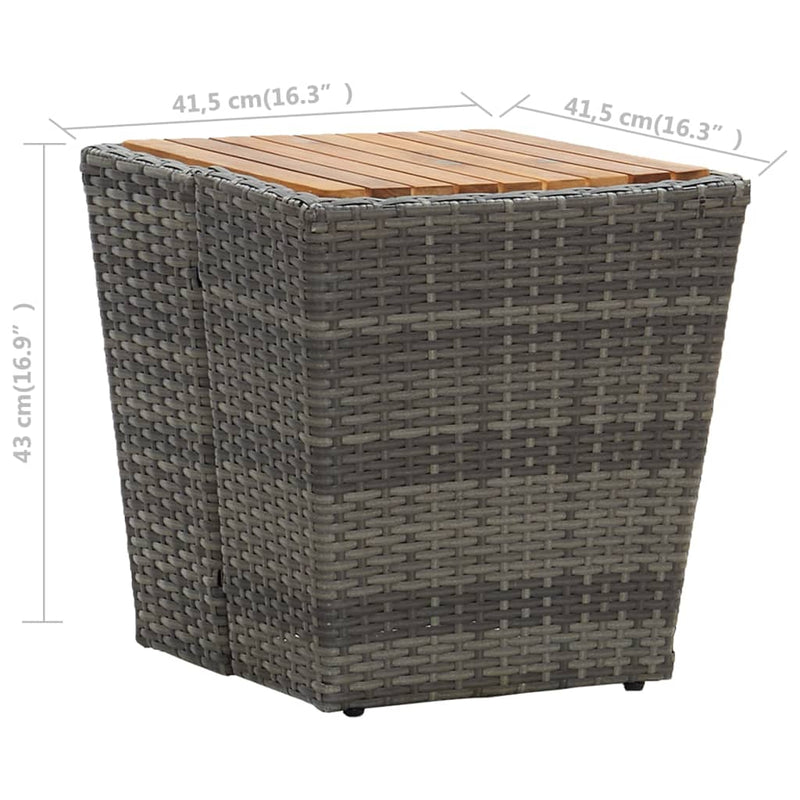 Dealsmate  Tea Table Grey 41.5x41.5x43 cm Poly Rattan and Solid Acacia Wood