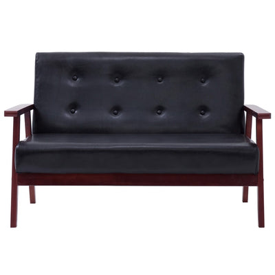 Dealsmate  Sofa Set 2 Piece Black Faux Leather