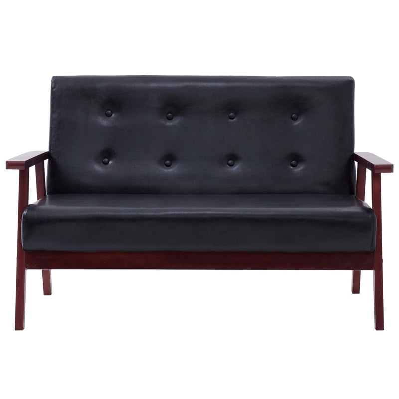 Dealsmate  Sofa Set 3 Piece Black Faux Leather