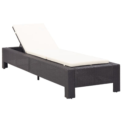 Dealsmate  Sunbed with Cushion Black Poly Rattan