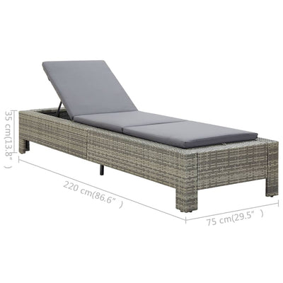 Dealsmate  Sunbed with Cushion Grey Poly Rattan