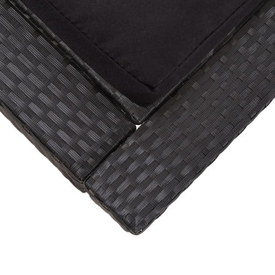 Dealsmate  2-Person Sunbed with Cushion Black Poly Rattan