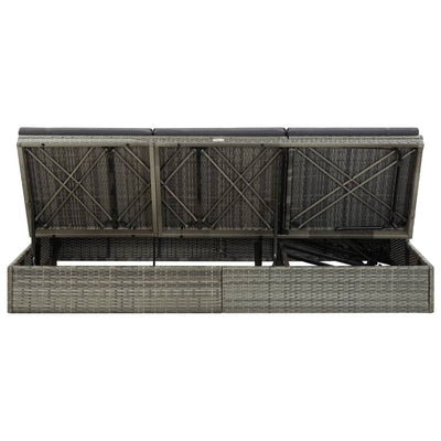 Dealsmate  Convertible Sun Bed with Cushion Poly Rattan Grey