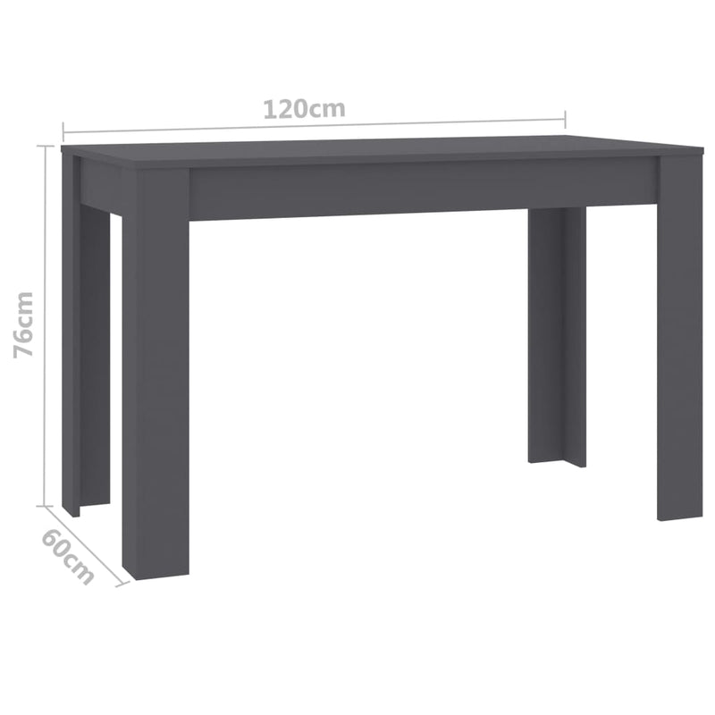 Dealsmate  Dining Table Grey 120x60x76 cm Engineered Wood