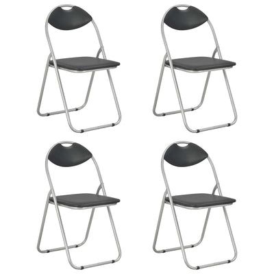 Dealsmate  Folding Dining Chairs 4 pcs Black Faux Leather
