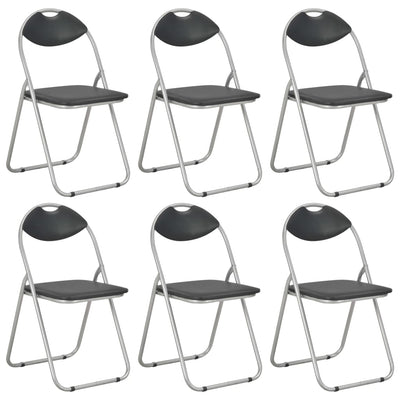 Dealsmate  Folding Dining Chairs 6 pcs Black Faux Leather
