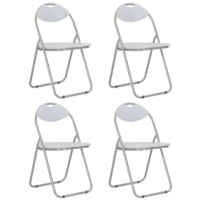 Dealsmate  Folding Dining Chairs 4 pcs White Faux Leather