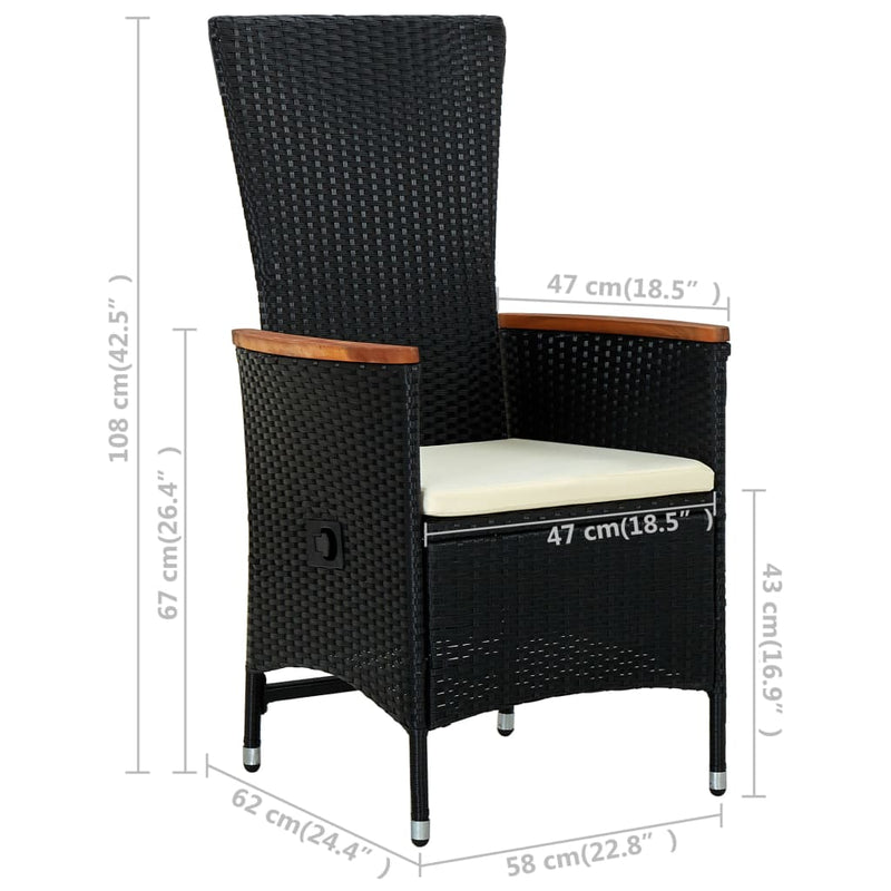 Dealsmate  Outdoor Chairs 2 pcs with Cushions Poly Rattan Black