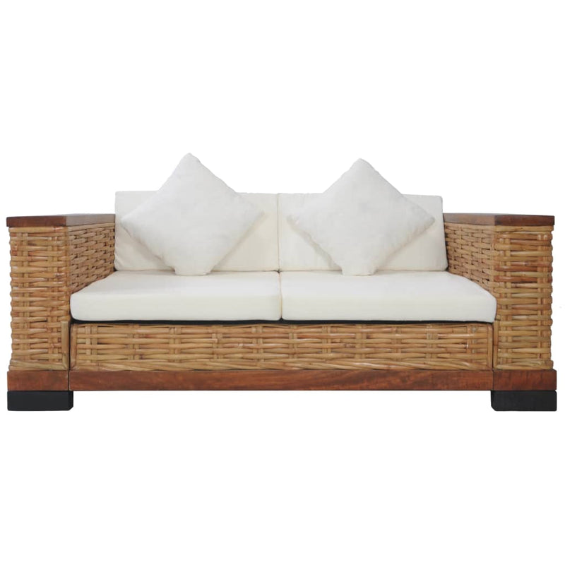 Dealsmate  2 Piece Sofa Set with Cushions Brown Natural Rattan