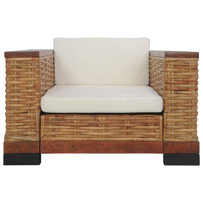 Dealsmate  3 Piece Sofa Set with Cushions Brown Natural Rattan