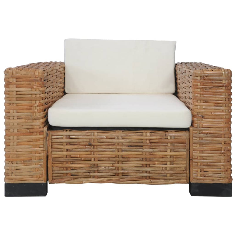 Dealsmate  2 Piece Sofa Set with Cushions Natural Rattan 