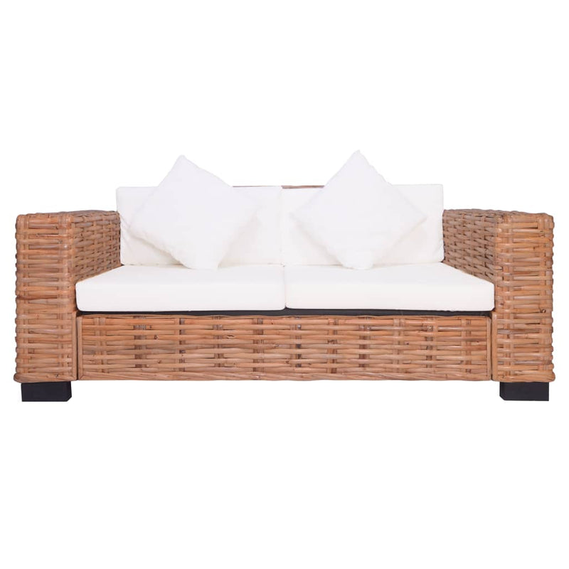 Dealsmate  2 Piece Sofa Set with Cushions Natural Rattan 