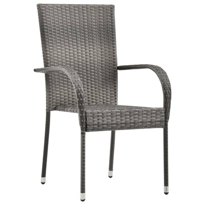 Dealsmate  Stackable Outdoor Chairs 2 pcs Grey Poly Rattan
